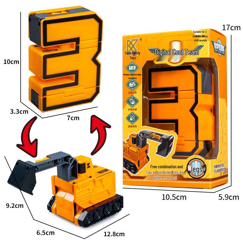 Number Transforming Robot Toy Set for Kids: 0-9 Educational Assembly for Elementary Students
