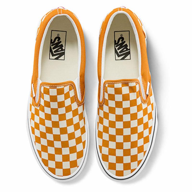 Vans Unisex Checkerboard Classic Slip On Sneakers Yellow/White Vans VN0A5JMH8LF