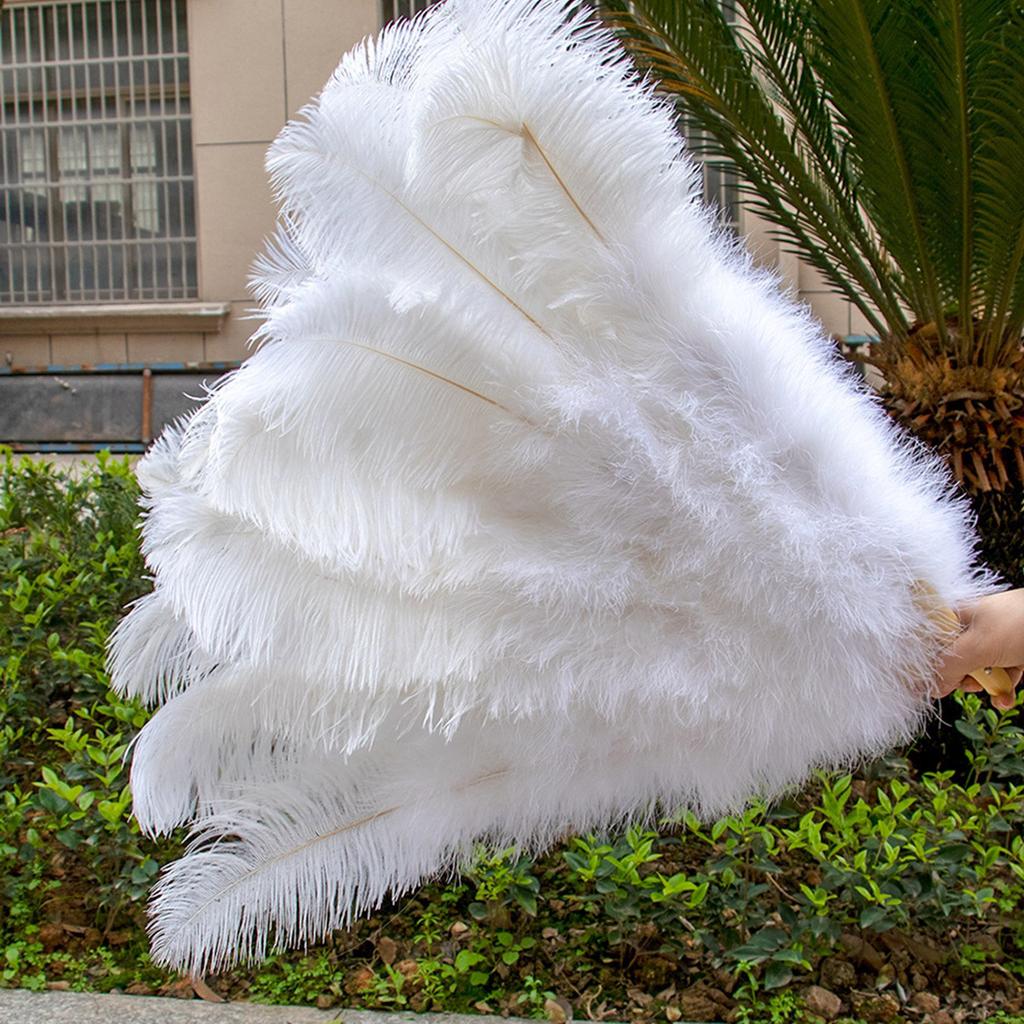 Large Feathered Fan 1920s Vintage Handheld Fan Folding Hand Fan for Burlesque Theater Parties and Costume Enthusiasts