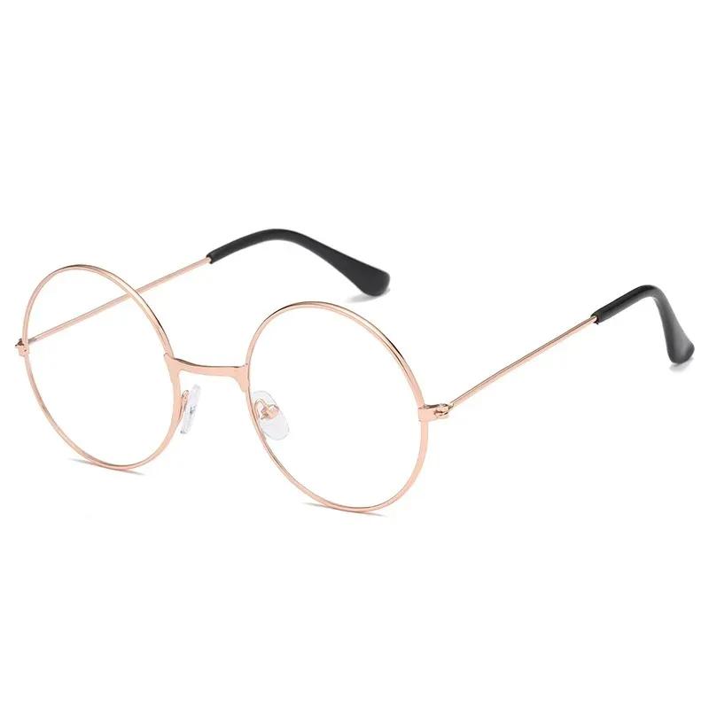 New Stylish Circular Retro Glasses Plain Eyeglasses Women Men Vintage Metal Round Frame Glasses Transparent Lens Quality