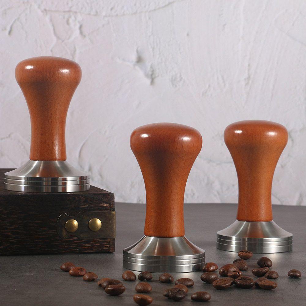 304 Edelstahl Kaffeetamper, Rot Guibao, Solider flacher Boden, Gewindet, 51/58mm