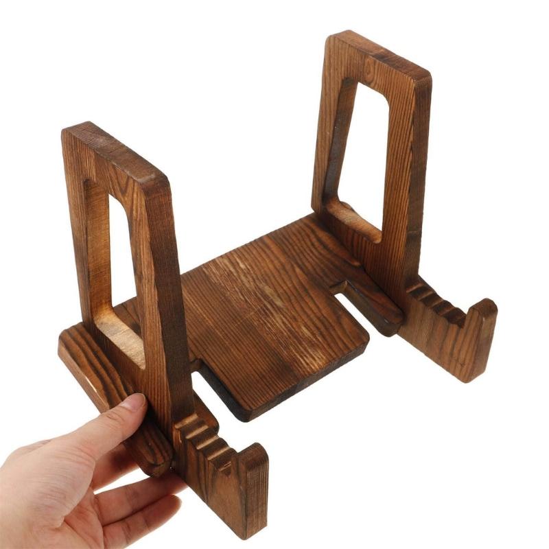 Solid Wood Kitchen Display Shelf With Nonslip Base Perfect For Cookbooks Reading Materials Storage Rack