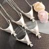 Korean Sweet Silver Flower Bouquet Necklace for Women Floral Arrangement Wearable Bouquet Container Necklaces Party Accessories
