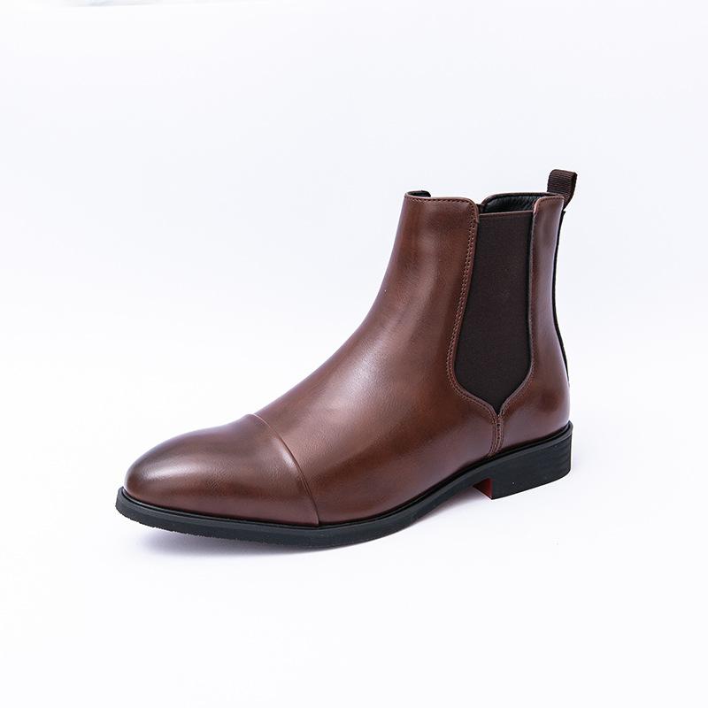 Chelsea Boots Autumn and Winter Pointed Men's Boots High Top Leather Shoes British Casual Men's Shoes