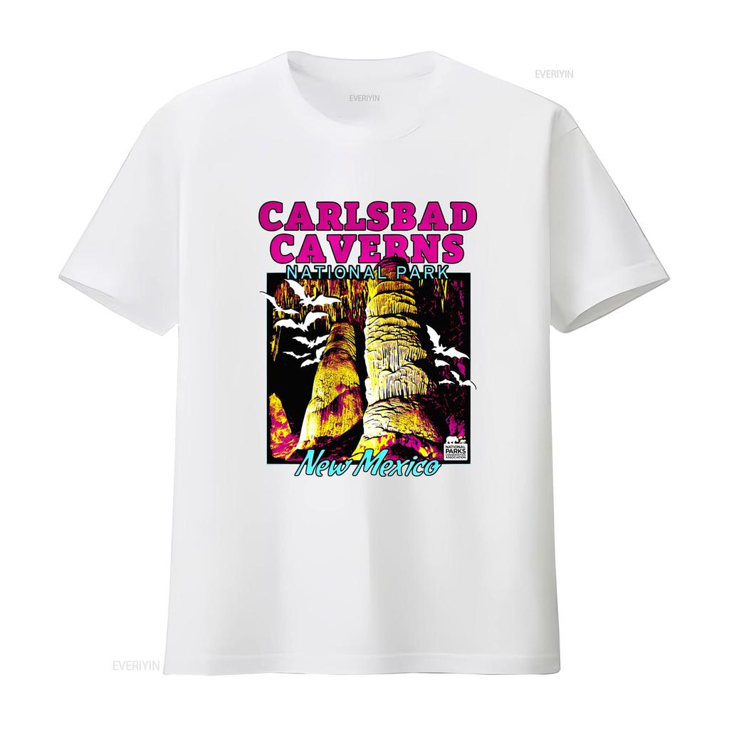 Vintage Carlsbad Caverns National Park Bat Print Casual Outdoor T Shirt Vintage Washed Homme Slightly Comfortable Stylish Soft