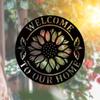 Metallhof Sonnenblume Willkommen in unserem Zuhause Rundes Metallschild, Bauernhof DekorSonnenblume Willkommensschild, Hof Willkommensschild, Gartendeko