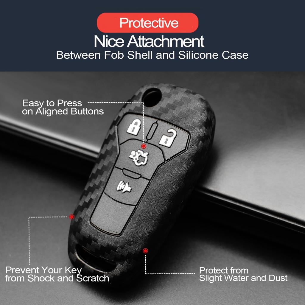 2pcs Compatible with Ford Key Fob Cover Case Key Chain for Ford Explorer F150 Fusion Bronco Transit F250 F350 F450 F550 F650 F750 Ranger Maverick