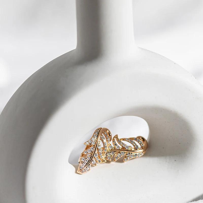 Hohle Textur Blatt baumeln voller Zirkon englische Ohrringe Frauen Hochzeit Vintage-Schmuck hypoallergen