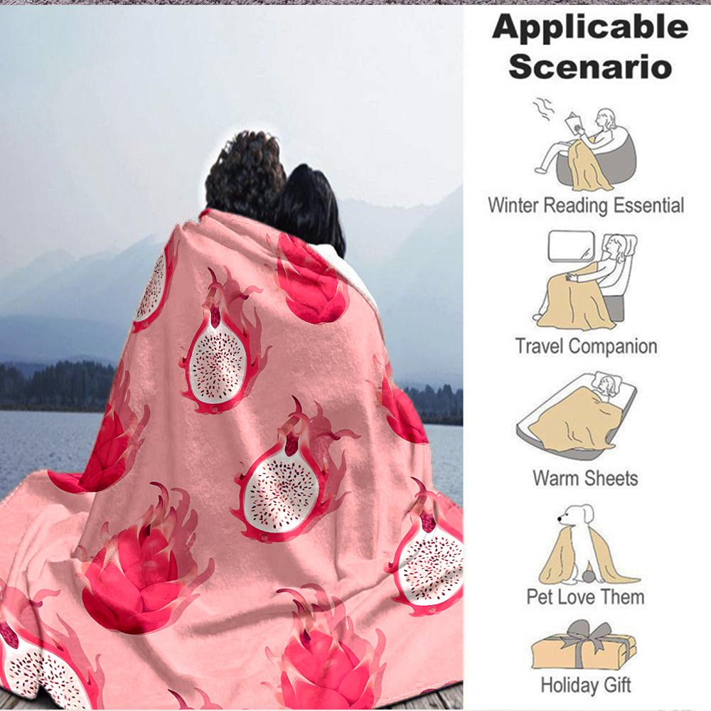 1pc Dragon Fruit Pattern Print Blanket   Lightweight Flannel Throw Blanket For Sofa, Bed, Living Room, Office, Outdoor Travel, Camping