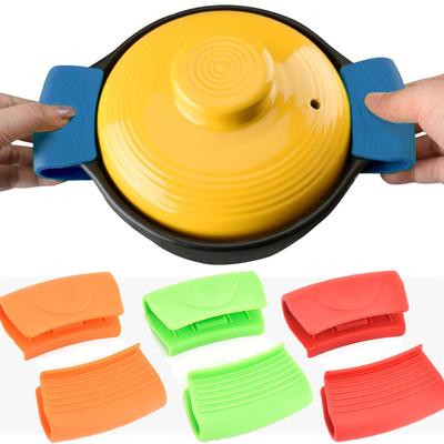 1 paio di fermagli auricolari in silicone per pentole isolate, manicotto per pentole in silicone, guanto per pentole, manico per padella, impugnatura per utensili da cucina