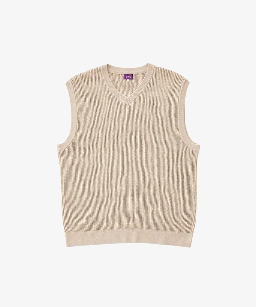 Stco V-Neck Knit Vest Beige (Oversized)_Skvua01Osd