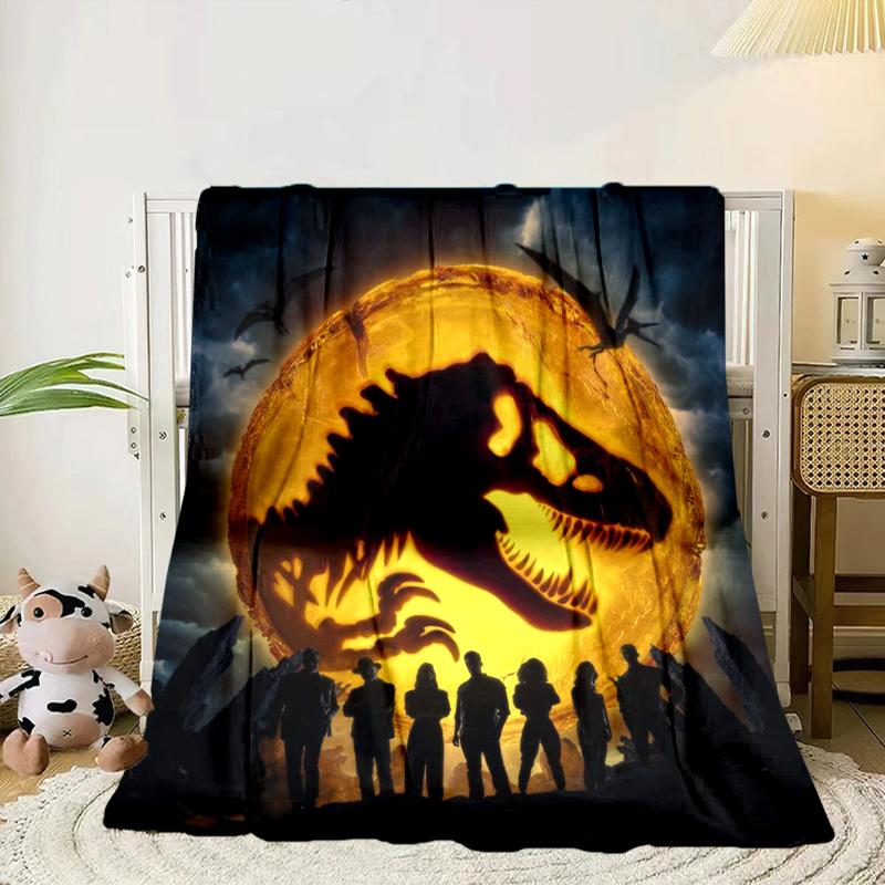 Dinosaur Moonlit Adventure Blanket Flannel Blanket for bed, sofa, Camping, Hiking, Picnic Essentials, gift for family Fan gifts