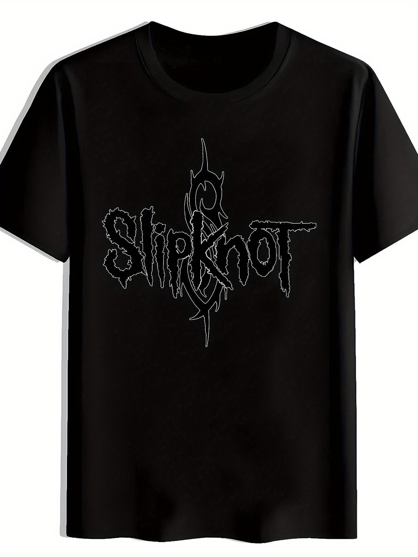 Heavy Metal Band Graphic T-shirt - Vintage Rock Tee with Slipknot-like Font S