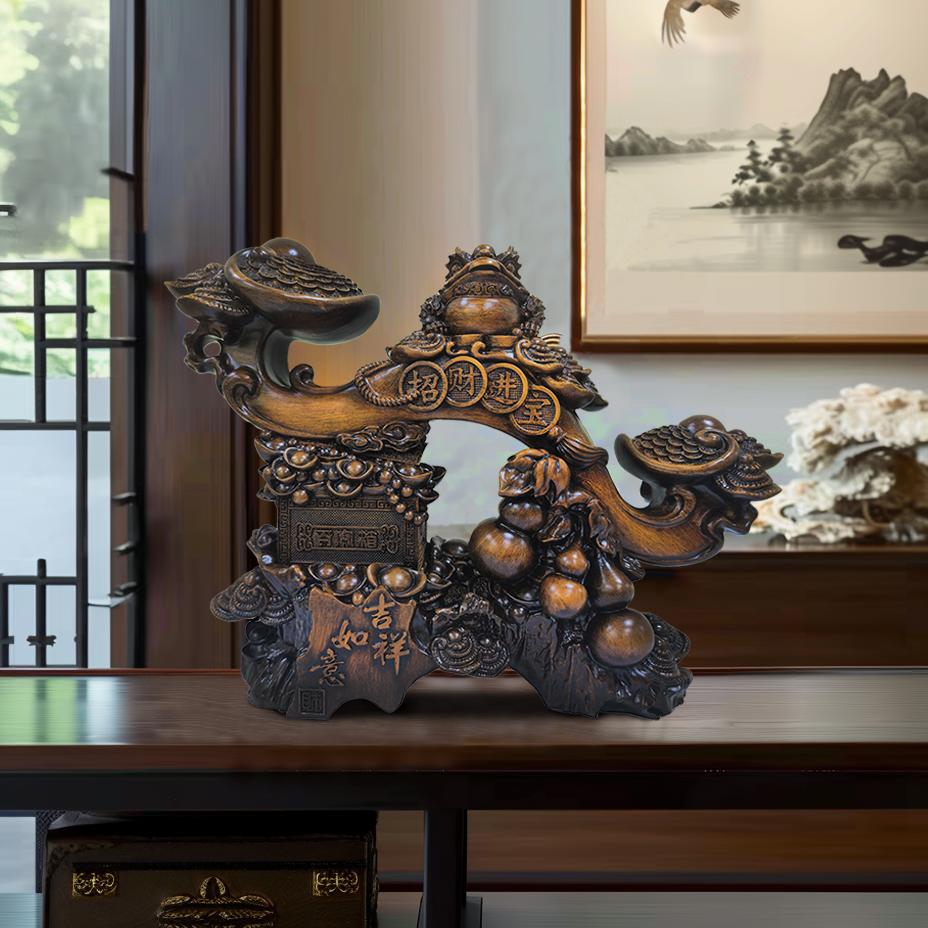 Auspicious Lucky Decorations Golden Toad Gourd Ornaments Home Decor Living Room Foyer Relocation New Home Store Opening Gift