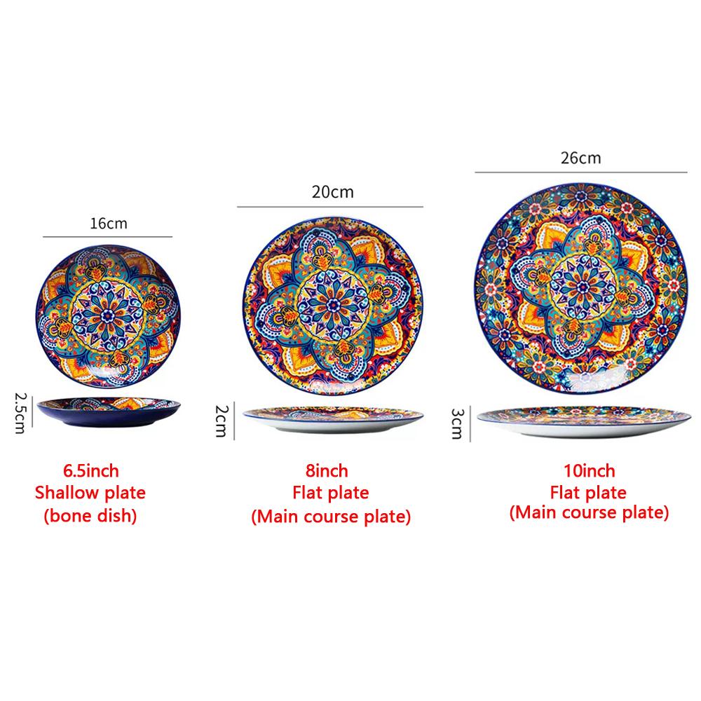 6.5in/8in/10in Ceramic Plates Egg Plate Bone Disc Western Steak Main Course Plates Shallow Flat Plates