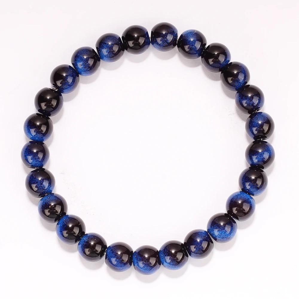 1pc Fashion Men Jewelry Blue Bracelets For Family Daily Birthday Pulseira Unique Natural Stone Lucky Bracelet