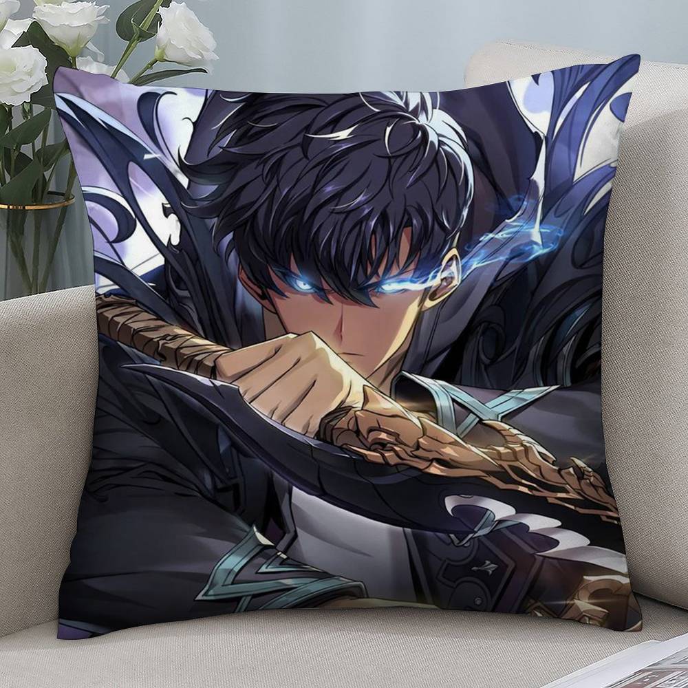 Hot Anime S-Solo Leveling Pillow Case Short plush Double-sided Print Square Throw Pillow Covers Sofa Home Cushion Decor