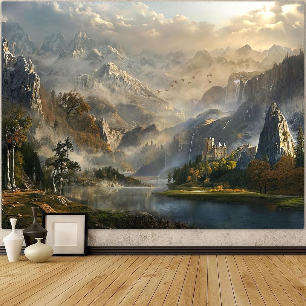 Spenlife Magical Library Tree Of Life Wall Tapestry, Fantasy Bookshelf Tree Tapestries For Room Decor, Enchanted Tapestry