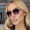 Oversized Sexy Cat Eye Sunglasses Women  Luxury Brand Trendy Metal Square Sunglass For Ladies Vintage Driving Shades UV400