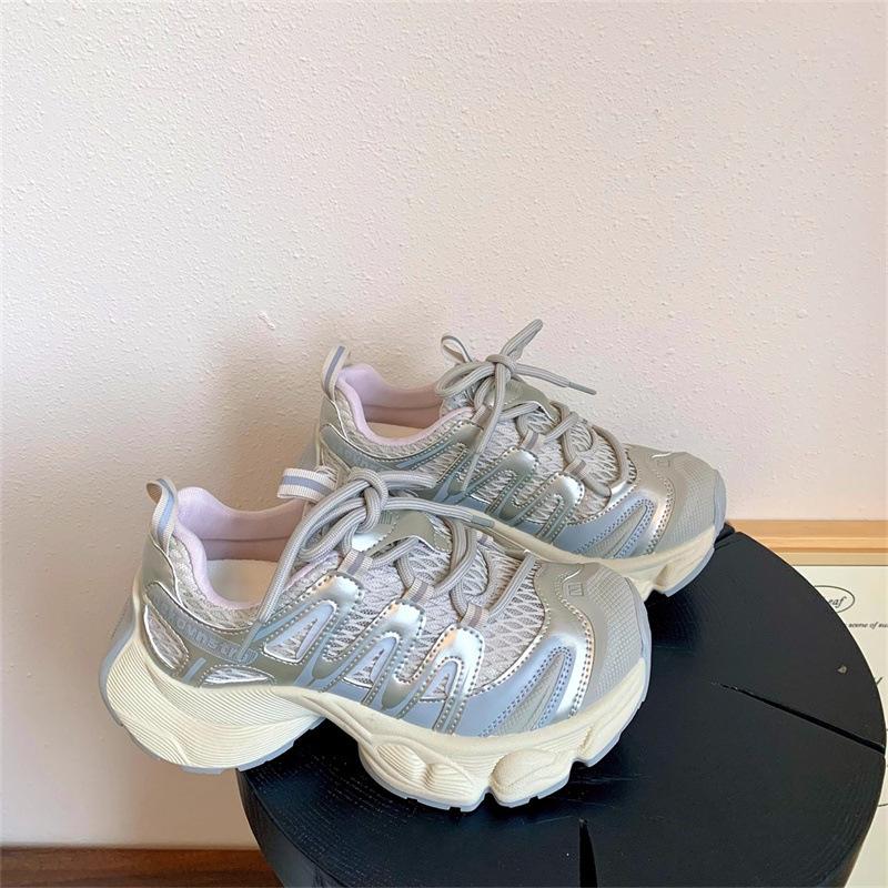 Thick-soled dad shoes New mesh breathable heightening with skirt shoes sports and leisure shoes
