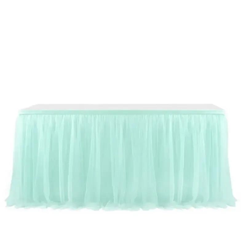 6FT 9FT Birthday Party Table Skirt Decor Hotel Wedding Banquet Tablecloth Solid color Table cover Xmas Christmas Decorations