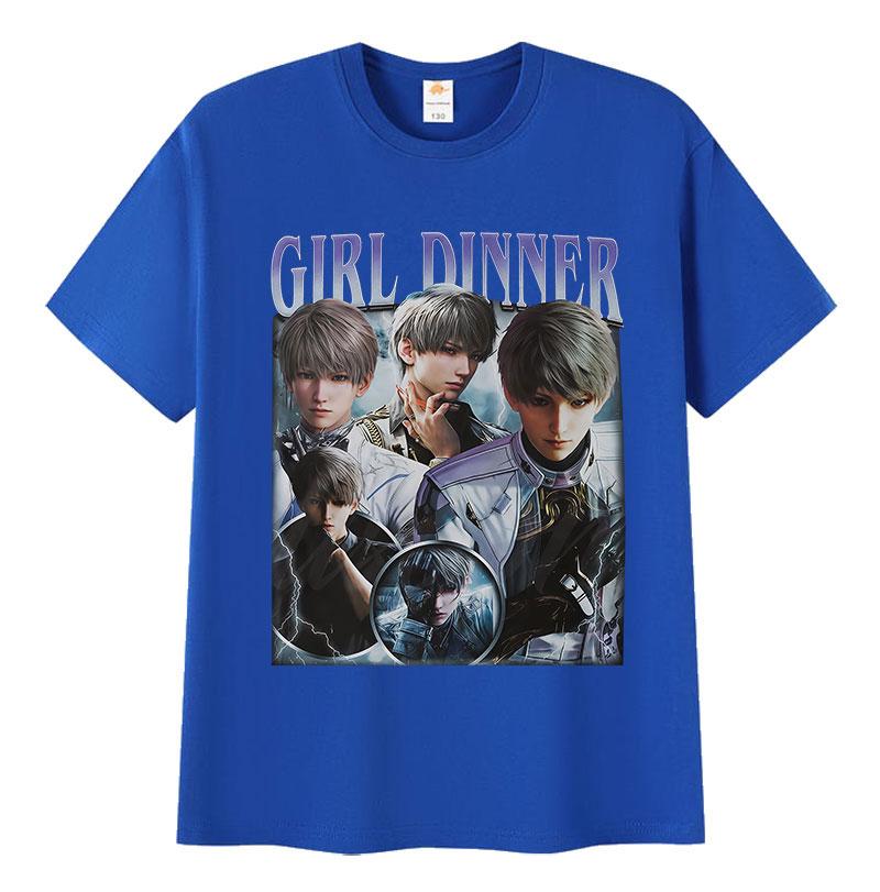 Limited Girl Dinner Love and Deepspace Game Graphic T Shirt Men's Vintage Fashion Short Sleeve T-shirts Cosplay Clothing T-shirt