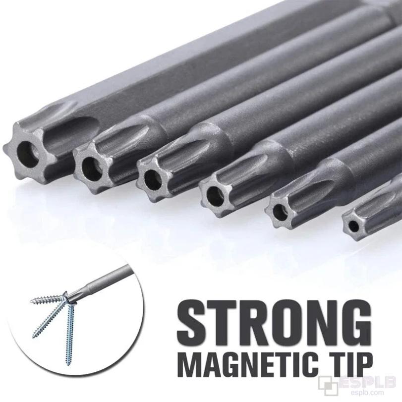 11pcs 100mm /12pcs 50mm 1/4" Hex Bits Driver Tamper Proof Security Drill Magnetic Bit Set Torx Screwdriver Flat Head