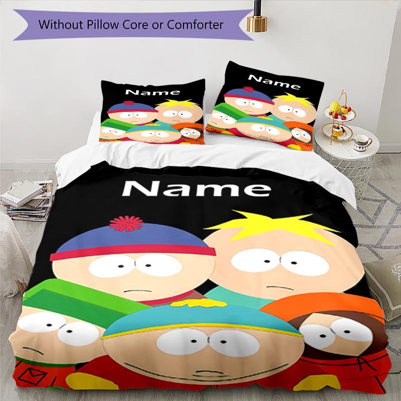 3pcs Custom Name South Park Bedding Set Duvet Cover Closure Includes 1 Duvet Cover & 2 Pillowcases, Soft and Comfortable for All Seasons.