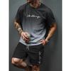 Heren Zomer Casual T-shirt en Korte Broek Set Verloop Letterpatroon Sportieve Tweedelige Set Stedelijke Mode Casual Trend Set