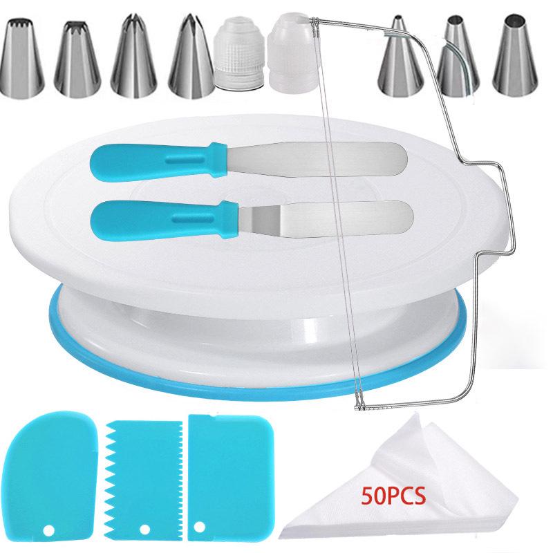 255-Piece Cookie and Cake Piping Set: Turntable, Baking Tools, Bags, and Scraper