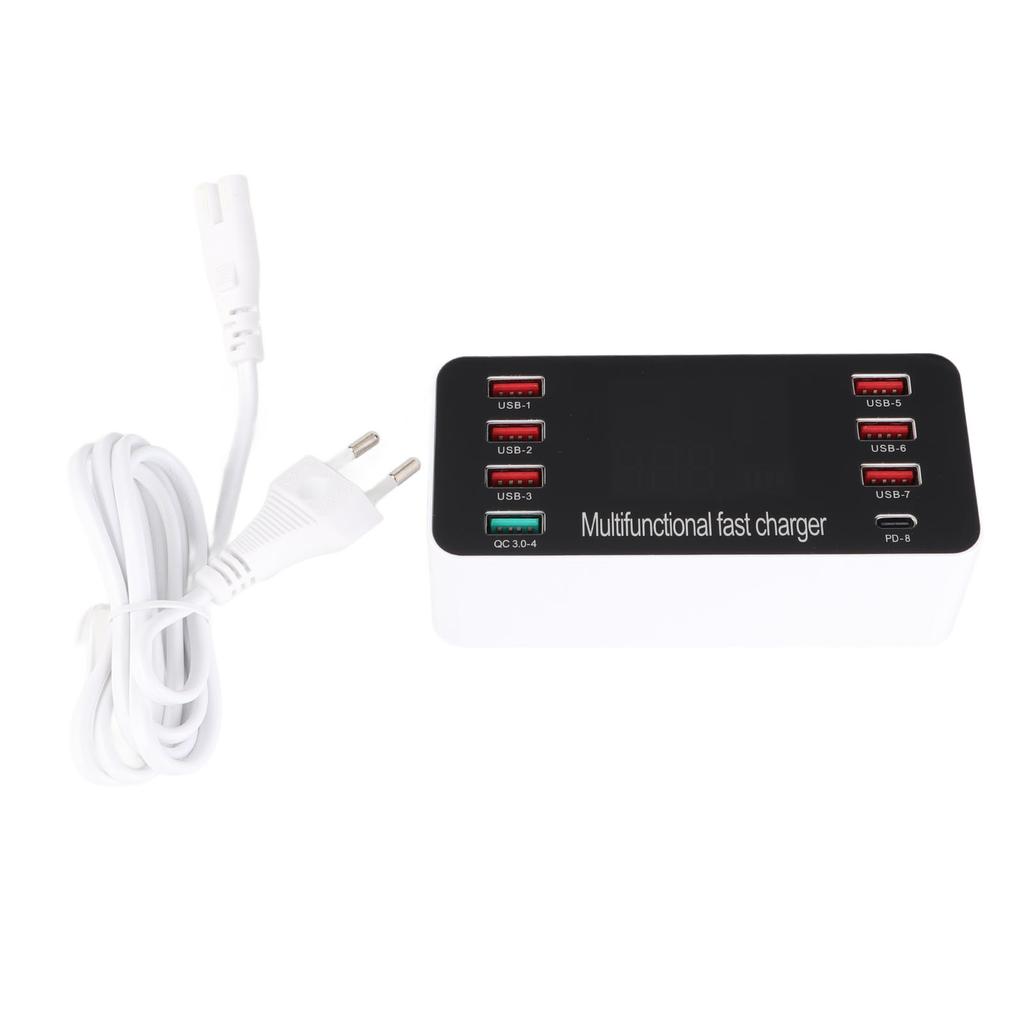 USB Charging Hub Charger Station 8 Ports Desktop Wall with LCD Display for Smart Phone TabletEU