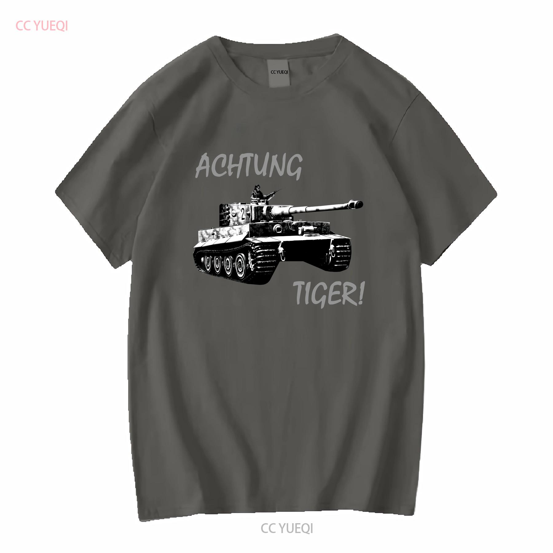 

Achtung Tiger German Army Tank Panzer WW2 T Shirt long or short sleeves vintage Washed Unisex streetwear fashion Stretched Soft 4XL