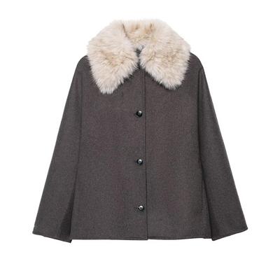 Giacca da Donna Moda Europea e Americana con Collo in Pelliccia Sintetica
