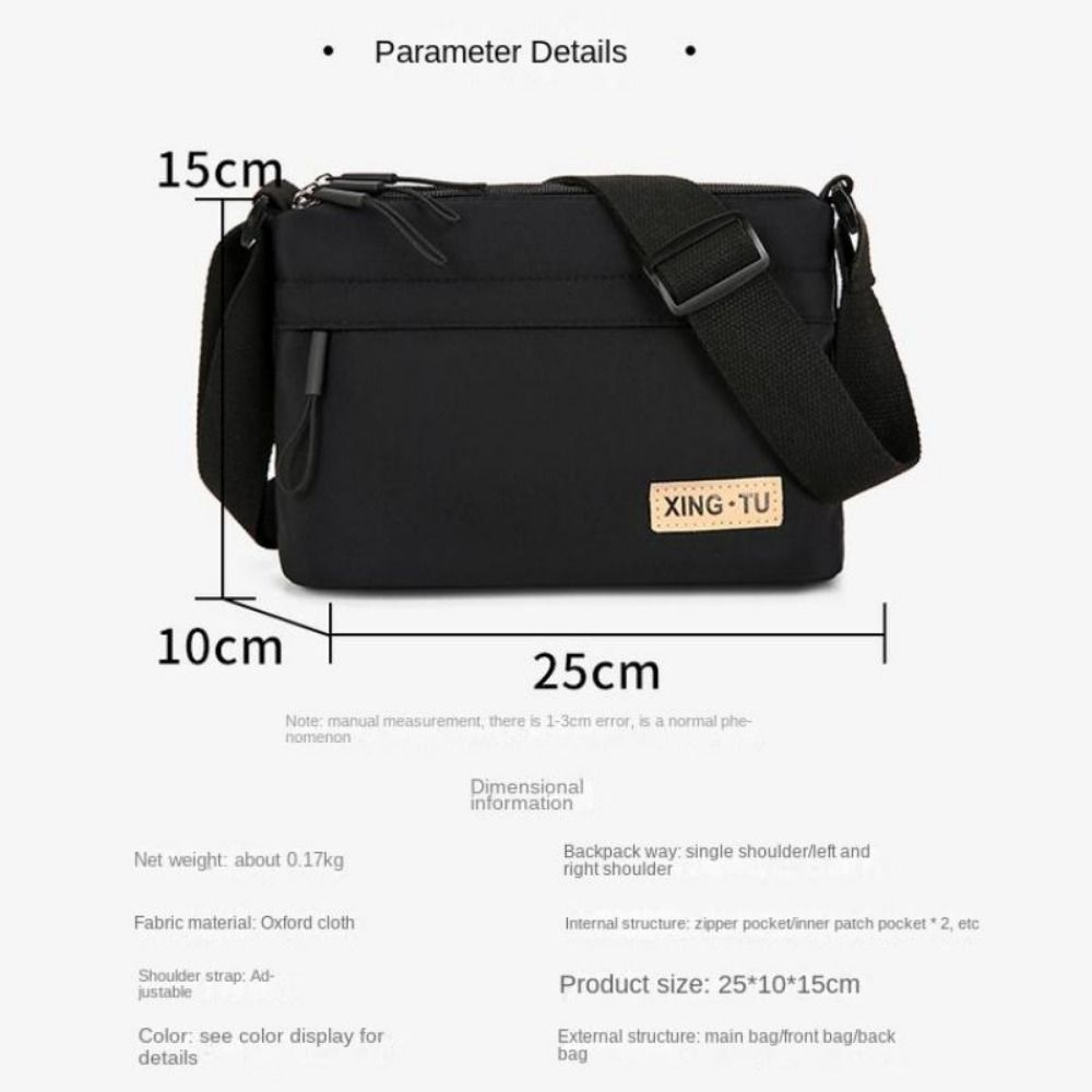 Fashion Oxford Crossbody Bag Large Capacity Solid Color Shoulder Bag Soft Fabric High Quality Messenger Bag Women Men