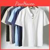 Premium Quality Men Brief T-shirt Summer V-neck Cotton Linen Blouse Top Tee Shirt Plus Size