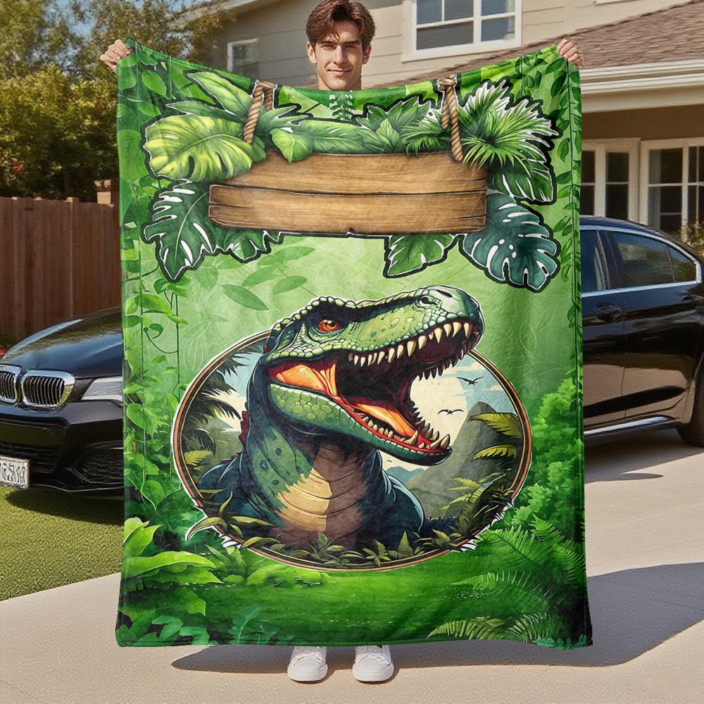 1PC dinosaur jungleOutdoor Flannel Blanket - Soft Plush Decor for Picnics, camping, Bedroom, Playroom, Office, or Lunch Break 1373A