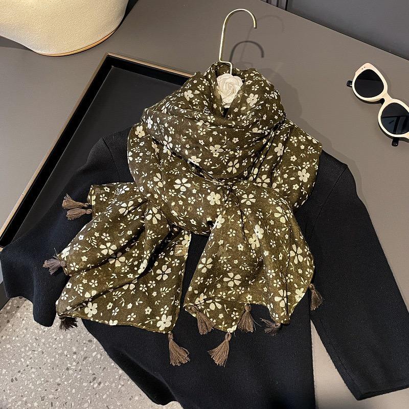 

New Winter Bohemia Polka Floral Tassel Viscose Shawls Scarf Lady High Quality Wrap Pashmina Stole Bufandas Muslim Hijab 180*90Cm