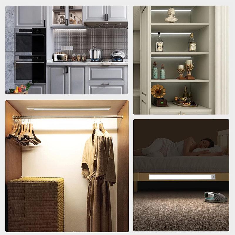 Magnetic Rechargeable Motion Sensor Light 10-60CM Ultra-thin LED Under Cabinet Light Suitable for Kitchens Closets Workshops