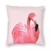 Pink Flamingo Square Pillowcase Polyester Linen Velvet Pattern Zip Decorative Home Cushion Cover