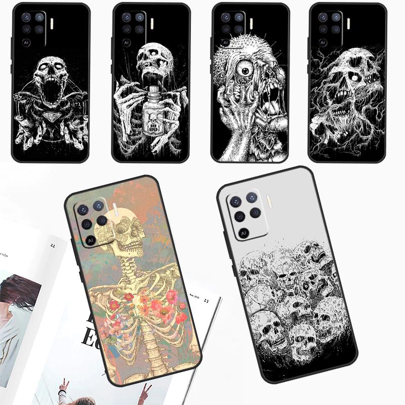 Gothic Fashion Skull For OPPO A54 A74 A94 A57S A53S A58 A78 A98 A16 A76 A96 A15 A17 A77 A5 A9 A52 A72 A79 Case