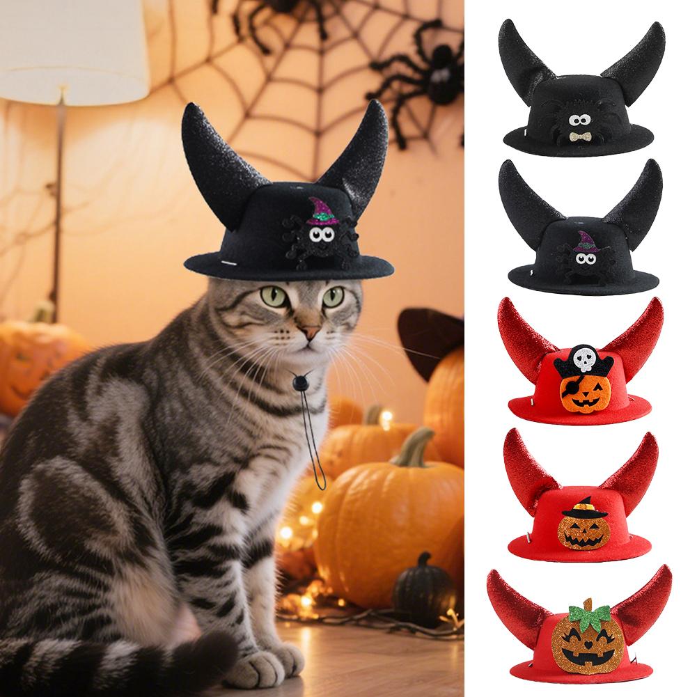 Halloween Pet Horns Adjustable for Cats Dogs Funny Party Hats Cute Devil Costume Trick or Treat Gear Satanic Pet Accessories
