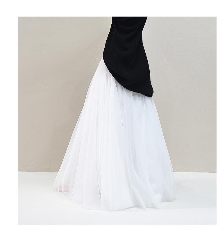 A-line Women's Summer Mesh Gauze Skirt - Fairy Style, Wide Hem, Mid-Length, Slimming Temperament