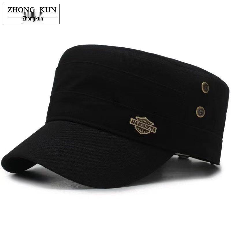 Pánská vojenská zelená kšiltovka s plochým vrškem a sluneční clonou se železným štítkem