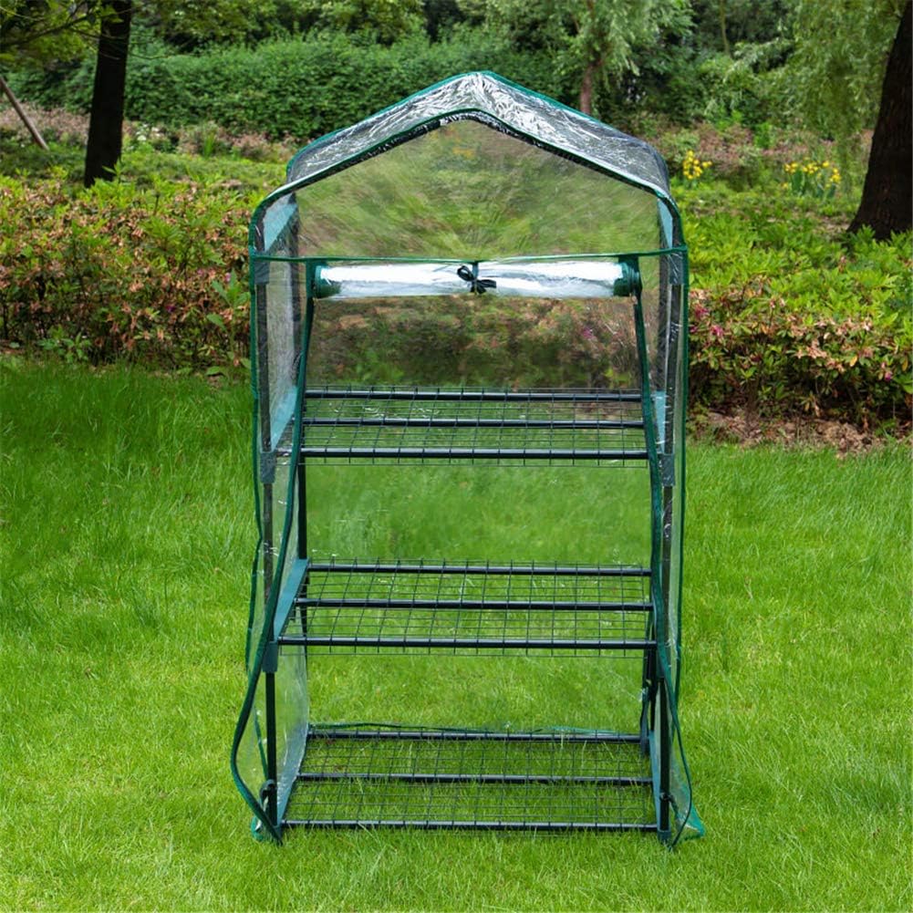 3-Tier Greenhouse Cover Replacement, Transparent Waterproof PVC Outdoor Gardening Plant Protective Cover for Herb Flower Vegetable Growing (Just