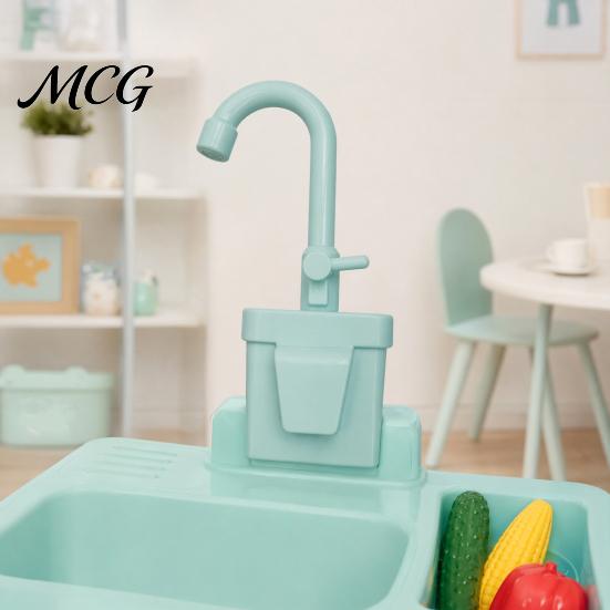 Electric Water Circulation Faucet Pretend Play Sink Toy Replacement, Realistic Running for Kids Kitchen, Dishwasher Safe Role Imaginative Accessory