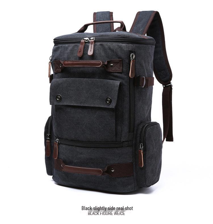 Korean Style Men's Canvas Backpack: Large Capacity, Multifunctional for Travel & Hiking