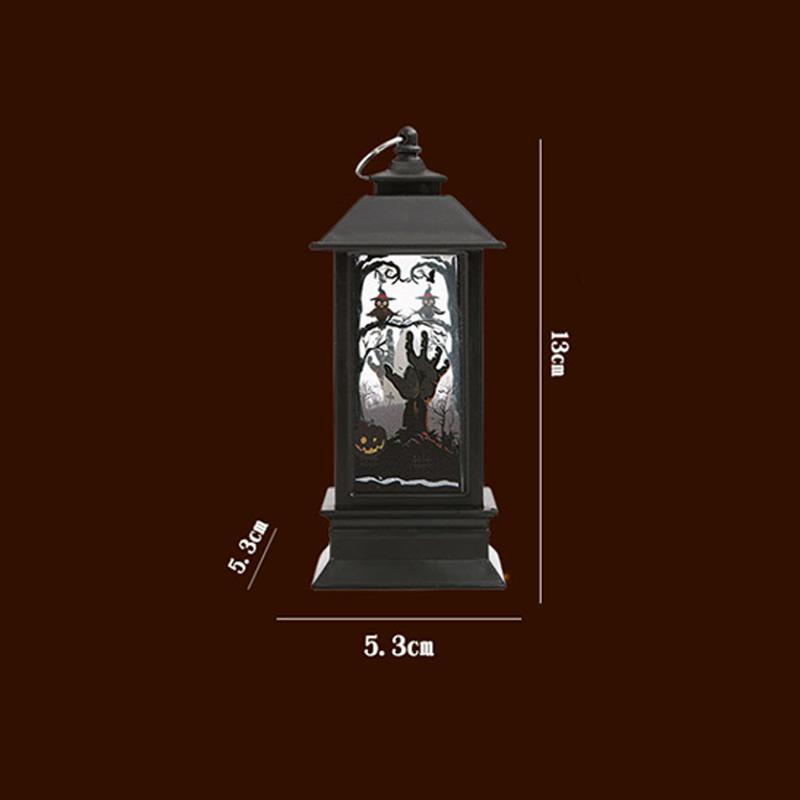 Halloween Led Candle Lantern Vintage Witch Castle Pumpkin Ghost Pagoda Wind Lantern Hanging Indoor Outdoor Party Decor Supplies