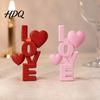 Leichter Luxus Stil Tischaufsatz 2 Stück 3D Gedruckt Gestapelte LOVE Buchstaben Verzierung mit Herz Dekoration Romantische Rote Liebe Dekoration Tischplatte Skulptur Modern