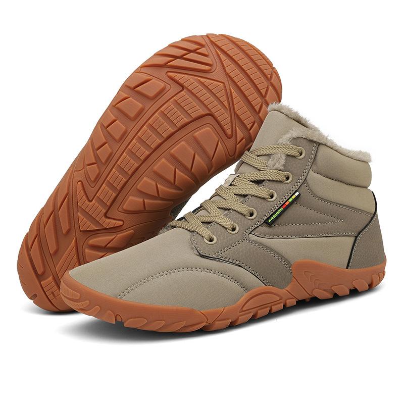 Mens Large Size Padded Cold Warm Thick Soles Lightweight Hiking Mountaineering Waterproof Non-slip Sports High-top Snow Boots Cotton Shoes