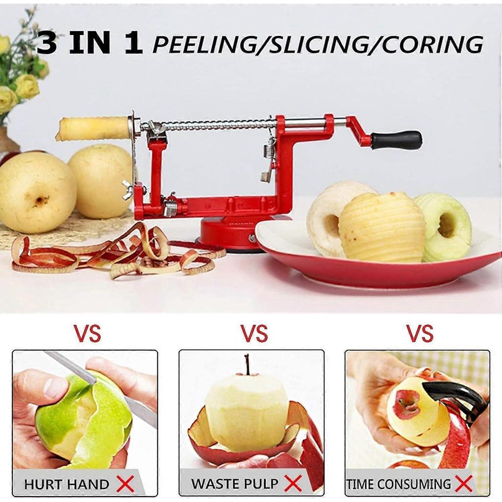 Apple Peelers, Apple Peeler Slicer Corer 3-in-1 Function, Durable Stainless Steel Suction Cup Kitchen Peeler